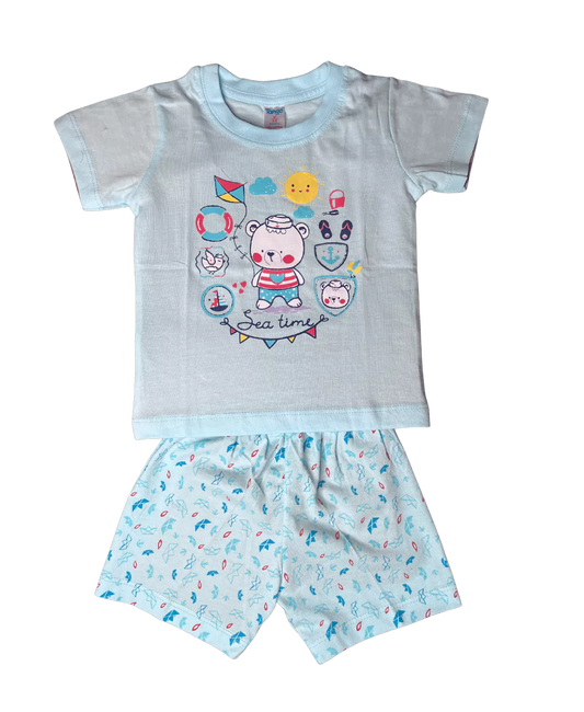 Teddie Half Sleeve Tshirt and Shorts Set