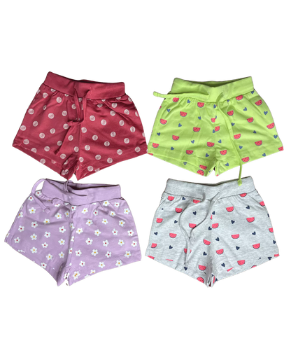 Smart Cotton Casual Shorts for Girls - Pack of 2 (Assorted)