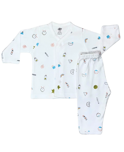 White Prints Full Sleeve Jabla and Leggings (Assorted)