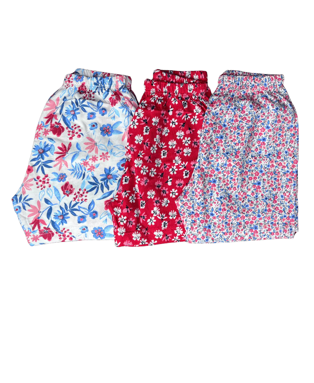 Girls Colourful Cotton Shorts - Pack of 3 (Assorted)