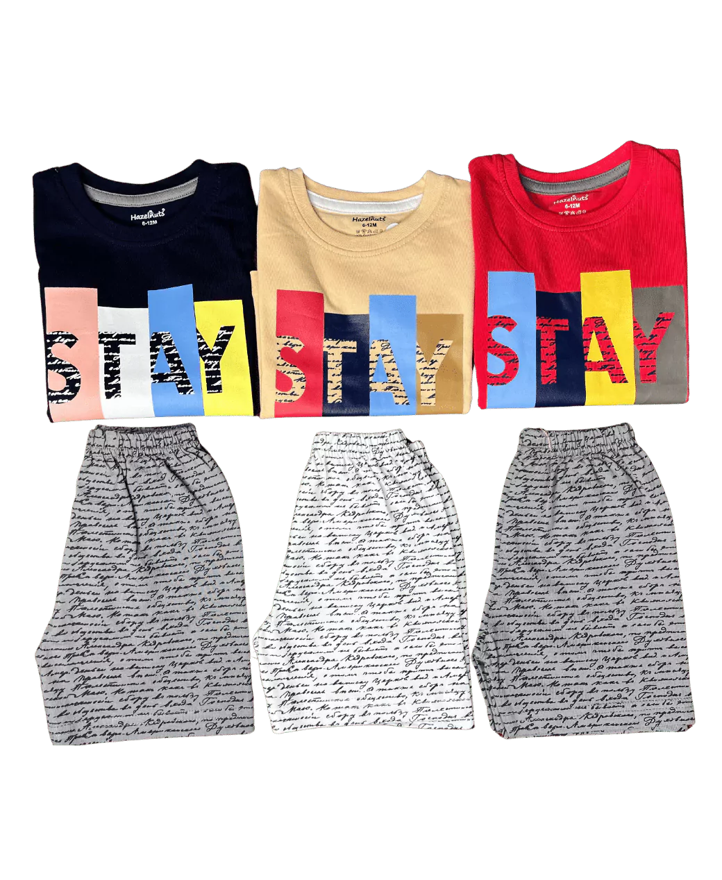 Stay Positive Contrasting Half Sleeve Tshirt and Shorts