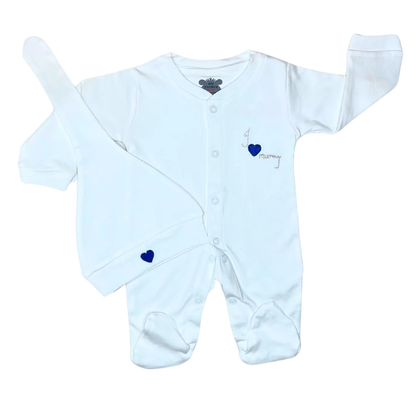 Premium Full Length Bootie White Romper with Cap (Assorted)